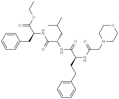 L-Phenylalanine, (αS)-α-[[2-(4-morpholinyl)acetyl]amino]benzenebutanoyl-L-leucyl-, ethyl ester 구조식 이미지