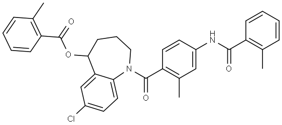 7-chloro-1-(2-methyl-4-(2-methylbenzamido)benzoyl) -2,3,4,5-tetrahydro-1H-benzo[b]azepin-5-yl 2-methylbenzoate 구조식 이미지