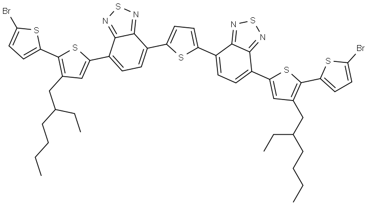 2,1,3-Benzothiadiazole, 4,4′-(2,5-thiophenediyl)bis[7-[5′-bromo-3-(2-ethylhexyl)[2,2′-bithiophen]-5-yl]- Structure