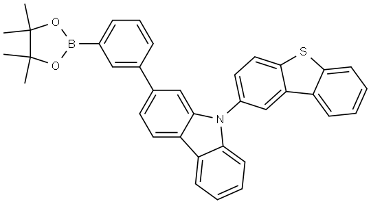 9H-Carbazole, 9-(2-dibenzothienyl)-2-[3-(4,4,5,5-tetramethyl-1,3,2-dioxaborolan-2-yl)phenyl]- Structure
