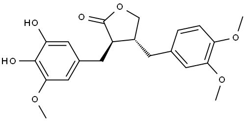 2(3H)-Furanone, 3-[(3,4-dihydroxy-5-methoxyphenyl)methyl]-4-[(3,4-dimethoxyphenyl)methyl]dihydro-, (3R,4R)- Structure