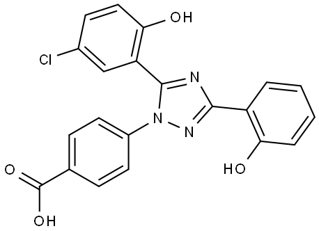 Benzoic acid, 4-[5-(5-chloro-2-hydroxyphenyl)-3-(2-hydroxyphenyl)-1H-1,2,4-triazol-1-yl]- Structure