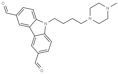 9-(4-(4-Methylpiperazin-1-yl)butyl)-9H-carbazole-3,6-dicarbaldehyde Structure