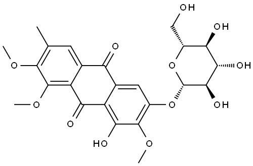 9,10-Anthracenedione, 3-(β-D-glucopyranosyloxy)-1-hydroxy-2,7,8-trimethoxy-6-methyl- Structure