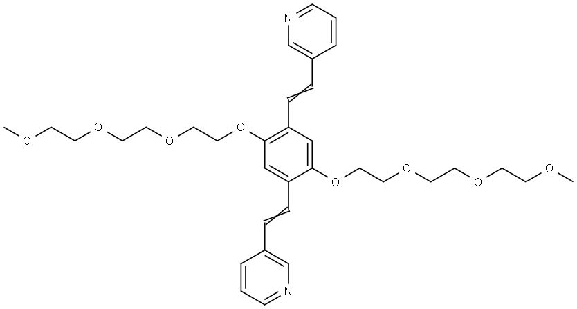 3,3'-((2,5-bis(2-(2-(2-methoxyethoxy)ethoxy)ethoxy)-1,4-phenylene)bis(ethene-2,1-diyl))dipyridine Structure