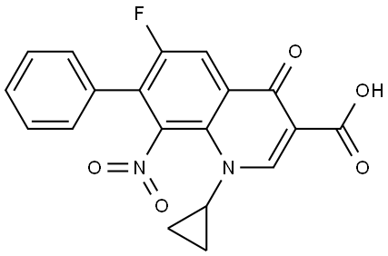 3-Quinolinecarboxylic acid, 1-cyclopropyl-6-fluoro-1,4-dihydro-8-nitro-4-oxo-7-phenyl- Structure