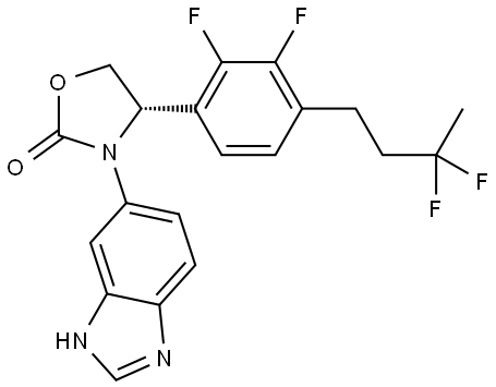 (S)-3-(1H-benzo[d]imidazol-6-yl)-4-(4-(3,3-difluorobutyl)-2,3-difluorophenyl)oxazolidin-2-one Structure