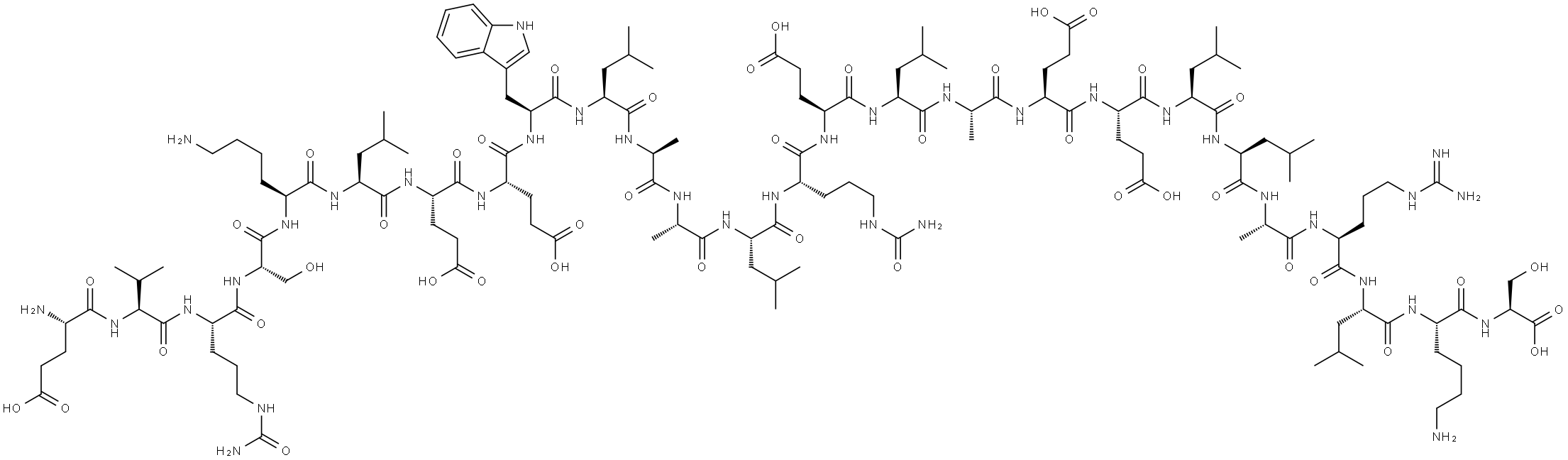 L-Serine, L-α-glutamyl-L-valyl-N5-(aminocarbonyl)-L-ornithyl-L-seryl-L-lysyl-L-leucyl-L-α-glutamyl-L-α-glutamyl-L-tryptophyl-L-leucyl-L-alanyl-L-alanyl-L-leucyl-N5-(aminocarbonyl)-L-ornithyl-L-α-glutamyl-L-leucyl-L-alanyl-L-α-glutamyl-L-α-glutamyl-L-leucyl-L-leucyl-L-alanyl-L-arginyl-L-leucyl-L-lysyl- Structure