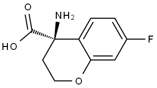 (R)-4-Amino-7-fluoro-3,4-dihydro-2H-1-benzopyran-4-carboxylic acid 구조식 이미지
