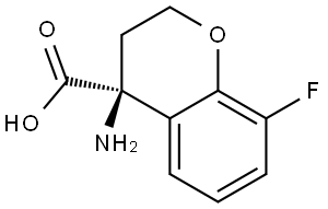 (S)-4-Amino-8-fluoro-3,4-dihydro-2H-1-benzopyran-4-carboxylic acid 구조식 이미지