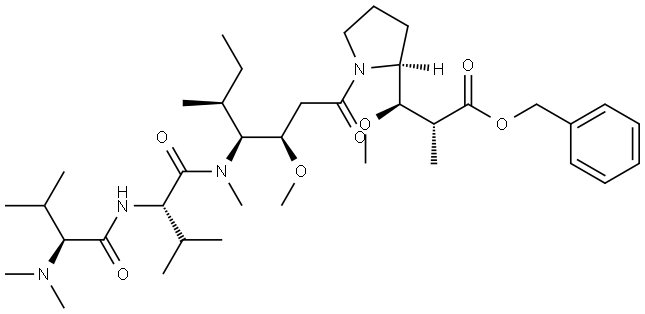 L-Valinamide, N,N-dimethyl-L-valyl-N-[2-methoxy-4-[2-[1-methoxy-2-methyl-3-oxo-3-(phenylmethoxy)propyl]-1-pyrrolidinyl]-1-(1-methylpropyl)-4-oxobutyl]-N-methyl-, [2S-[1[1R*(R*),2S*],2R*(1S*,2S*)]]- (9CI) Structure