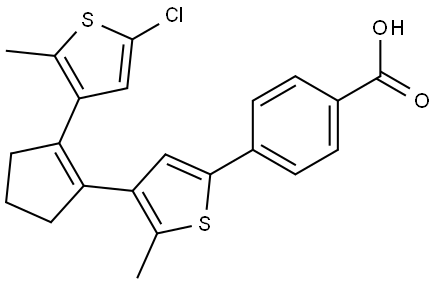 4-(4-(2-(5-chloro-2-methylthiophen-3-yl)cyclopent-1-en-1-yl)-5-methylthiophen-2-yl)benzoic acid Structure