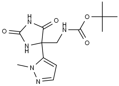 tert-butyl ((4-(1-methyl-1H-pyrazol-5-yl)-2,5-dioxoimidazolidin-4-yl)methyl)carbamate Structure
