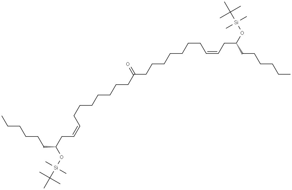 9,26-Pentatriacontadien-18-one, 7,29-bis[[(1,1-dimethylethyl)dimethylsilyl]oxy]-, (7R,9Z,26Z,29R)- 구조식 이미지