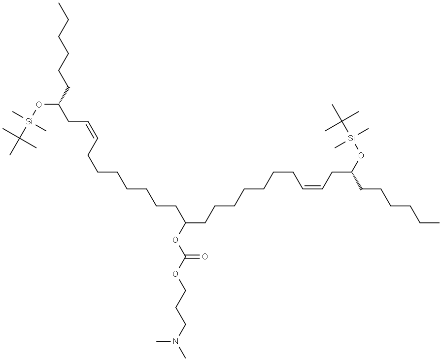 Carbonic acid, 3-(dimethylamino)propyl (9Z,12R)-12-[[(1,1-dimethylethyl)dimethylsilyl]oxy]-1-[(8Z,11R)-11-[[(1,1-dimethylethyl)dimethylsilyl]oxy]-8-heptadecen-1-yl]-9-octadecen-1-yl ester Structure