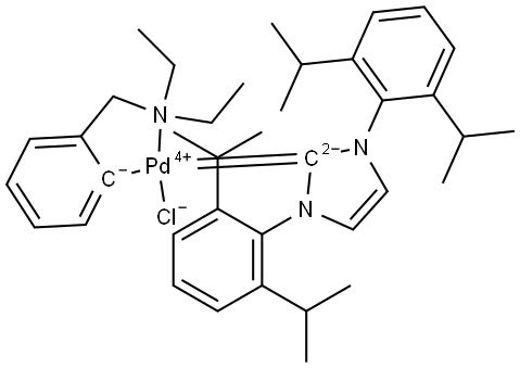 Palladium,[1,3-bis[2,6-bis(1-methylethyl)phenyl]-1,3-dihydro-2H-imidazol-2-ylidene]chloro[2-[(diethylamino-κN)methyl]phenyl-κC]- (ACI) Structure