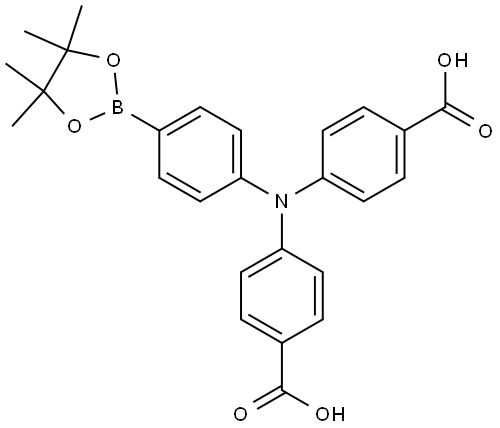 4,4'-((4-(4,4,5,5-tetramethyl-1,3,2-dioxaborolan-2-yl)phenyl)azanediyl)dibenzoic acid Structure