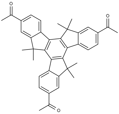 Ethanone, 1,1′,1′′-(10,15-dihydro-5,5,10,10,15,15-hexamethyl-5H-tribenzo[a,f,k]trindene-2,7,12-triyl)tris- Structure