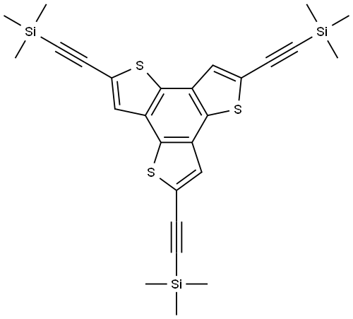 2,5,8-tris((trimethylsilyl)ethynyl)benzo[1,2-b:3,4-b':5,6-b'']trithiophene Structure