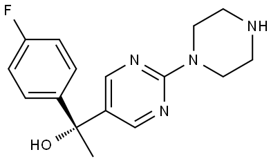 5-Pyrimidinemethanol, α-(4-fluorophenyl)-α-methyl-2-(1-piperazinyl)-, (αR)- Structure