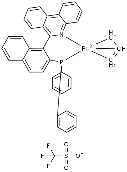 Palladium(1+), [6-[2-(diphenylphosphino)-1-naphthalenyl]phenanthridine-N5,P6](η3-2-propenyl)-, stereoisomer, salt with trifluoromethanesulfonic acid (1:1) (9CI) Structure