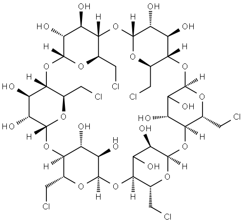 α-Cyclodextrin, 6A,6B,6C,6D,6E,6F-hexachloro-6A,6B,6C,6D,6E,6F-hexadeoxy- Structure