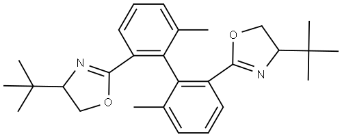 Oxazole, 2,2'-[(1S)-6,6'-dimethyl[1,1'-biphenyl]-2,2'-diyl]bis[4-(1,1-dimethylethyl)-4,5-dihydro-, (4S,4'S)- (9CI) Structure