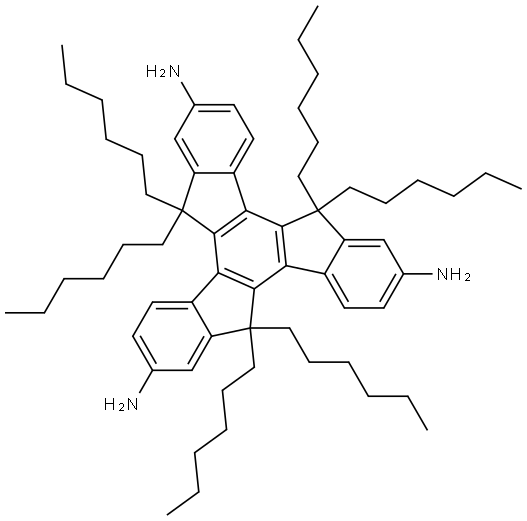 5,5,10,10,15,15-hexahexyl-10,15-dihydro-5H-diindeno[1,2-a:1',2'-c]fluorene-2,7,12-triamine Structure