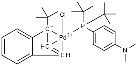 Palladium, [4-[bis(1,1-dimethylethyl)phosphino-κP]-N,N-dimethylbenzenamine]chloro[(1,2,3-η)-1-(1,1-dimethylethyl)-1H-inden-1-yl]- (ACI) Structure