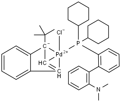 Palladium, chloro[2′-(dicyclohexylphosphino-κP)-N,N-dimethyl[1,1′-biphenyl]-2-amine][(1,2,3-η)-1-(1,1-dimethylethyl)-1H-inden-1-yl]- (ACI) Structure