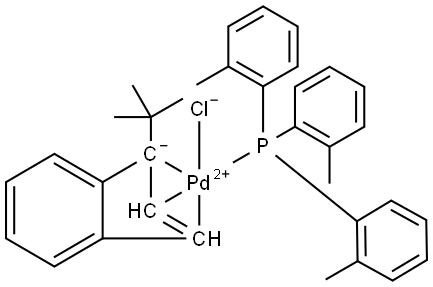 Palladium, chloro[(1,2,3-η)-1-(1,1-dimethylethyl)-1H-inden-1-yl][tris(2-methylphenyl)phosphine]- (ACI) Structure