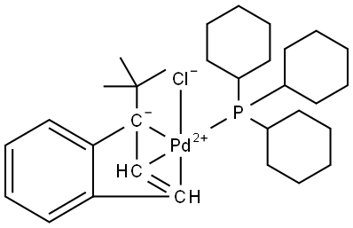 Palladium, chloro[(1,2,3-η)-1-(1,1-dimethylethyl)-1H-inden-1-yl](tricyclohexylphosphine)- (ACI) Structure