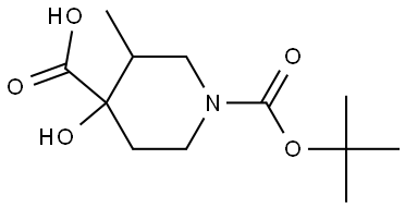 1-(tert-Butoxycarbonyl)-4-hydroxy-3-methylpiperidine-4-carboxylic acid Structure