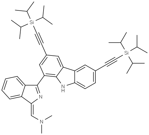 (1Z)-1-[3-[3,6-Bis[2-[tris(1-methylethyl)silyl]ethynyl]-9H-carbazol-1-yl]-1H-iso… Structure