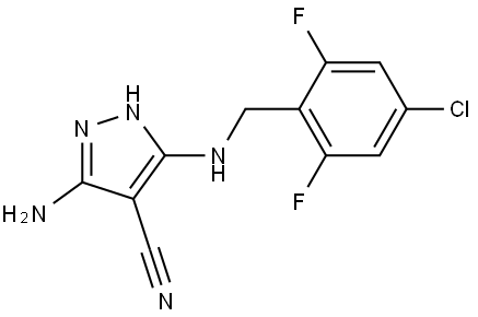 3-amino-5-((4-chloro-2,6-difluorobenzyl)amino)-1H-pyrazole-4-carbonitrile Structure