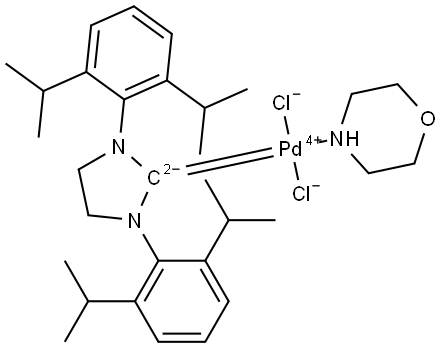 Palladium,[1,3-bis[2,6-bis(1-methylethyl)phenyl]-2-imidazolidinylidene]dichloro(morpholine-κN4)-, (SP-4-1)- (ACI) Structure