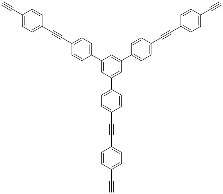 4,4''-Bis((4-ethynylphenyl)ethynyl)-5'-(4-((4-ethynylphenyl)ethynyl)phenyl)-1,1':3',1''-terphenyl Structure