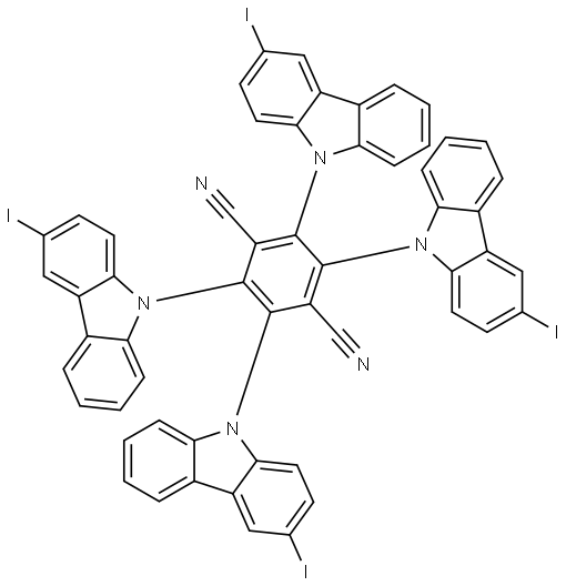 2,3,5,6-tetrakis(3-iodocarbazol-9-yl)-1,4-dicyanobenzene Structure