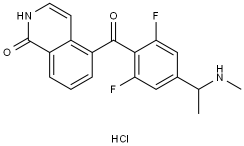 5-(2,6-difluoro-4-(1-(methylamino)ethyl)benzoyl)isoquinolin-1(2H)-one hydrochloride Structure