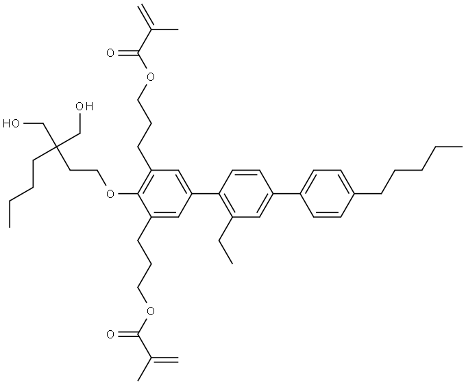 (4-((3,3-bis(hydroxymethyl)heptyl)oxy)-2'-ethyl-4''-pentyl-[1,1':4',1''-terphenyl]-3,5-diyl)bis(propane-3,1-diyl) bis(2-methylacrylate) 구조식 이미지