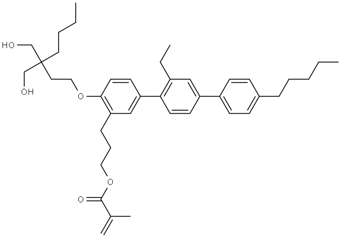 3-(4-((3,3-bis(hydroxymethyl)heptyl)oxy)-2'-ethyl-4''-pentyl-[1,1':4',1''-terphenyl]-3-yl)propyl methacrylate Structure