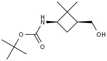 tert-Butyl ((1R,3S)-3-(hydroxymethyl)-2,2-dimethylcyclobutyl)carbamate Structure