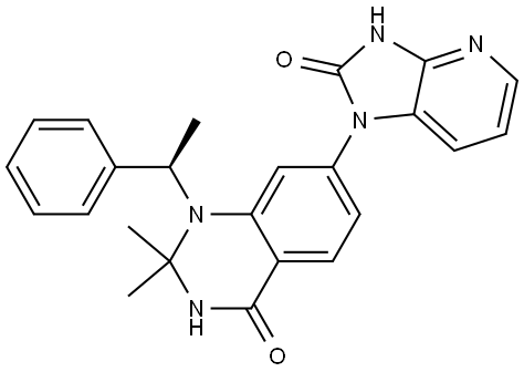 4(1H)-Quinazolinone, 7-(2,3-dihydro-2-oxo-1H-imidazo[4,5-b]pyridin-1-yl)-2,3-dihydro-2,2-dimethyl-1-[(1R)-1-phenylethyl]- Structure