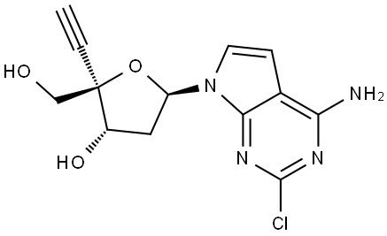 2-Chloro-7-(2-deoxy-4-C-ethynyl-β-D-erythro-pentofuranosyl)-7H-pyrrolo[2,3-d]pyrimidin-4-amine Structure