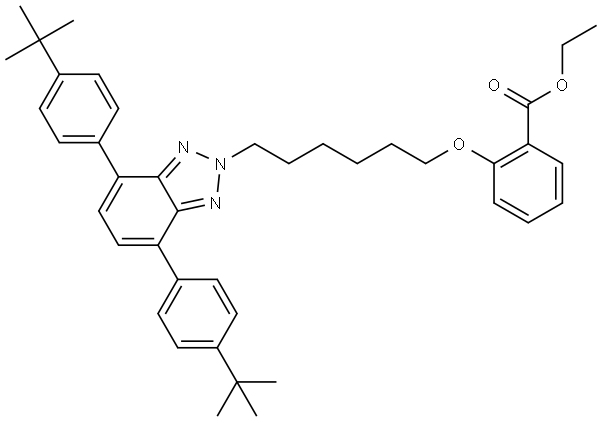 ethyl 2-((6-(4,7-bis(4-(tert-butyl)phenyl)-2H-benzo[d][1,2,3]triazol-2-yl)hexyl)oxy)benzoate Structure