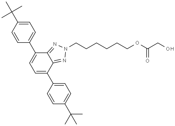 6-(4,7-bis(4-(tert-butyl)phenyl)-2H-benzo[d][1,2,3]triazol-2-yl)hexyl 2-hydroxyacetate Structure