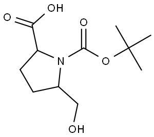 cis-5-Hydroxymethyl-pyrrolidine-1,2-dicarboxylic acid 1-tert-butyl ester Structure