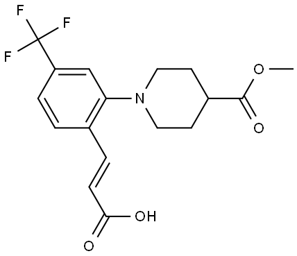 4-Piperidinecarboxylic acid, 1-[2-[(1E)-2-carboxyethenyl]-5-(trifluoromethyl)phenyl]-, 4-methyl ester Structure