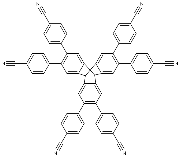 4,4',4'',4''',4'''',4'''''-(9,10-dihydro-9,10-[1,2]benzenoanthracene-2,3,6,7,14,15-hexayl)hexabenzonitrile Structure