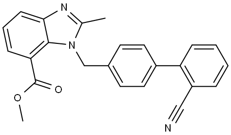 1H-Benzimidazole-7-carboxylic acid, 1-[(2′-cyano[1,1′-biphenyl]-4-yl)methyl]-2-methyl-, methyl ester Structure